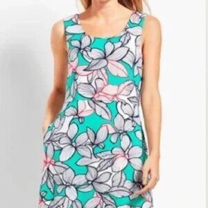 T By Talbots Women's Medium Floral Slub Crisscross-Back Dress